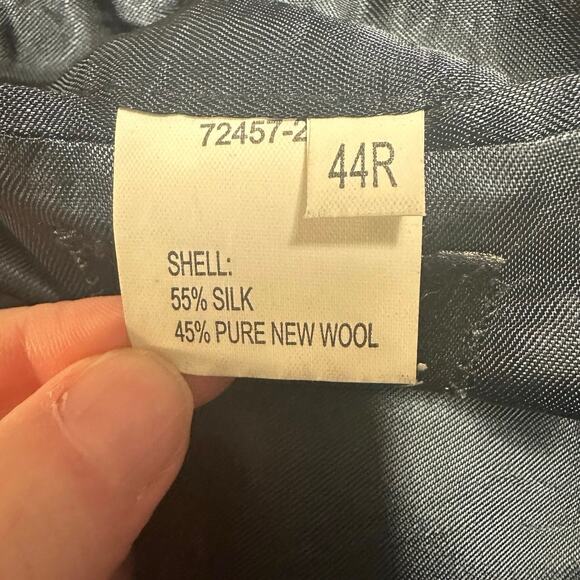 Jos. A Bank Tan and Blue Houndstooth Silk Wool Classic Blazer Size 44R - Picture 6 of 9